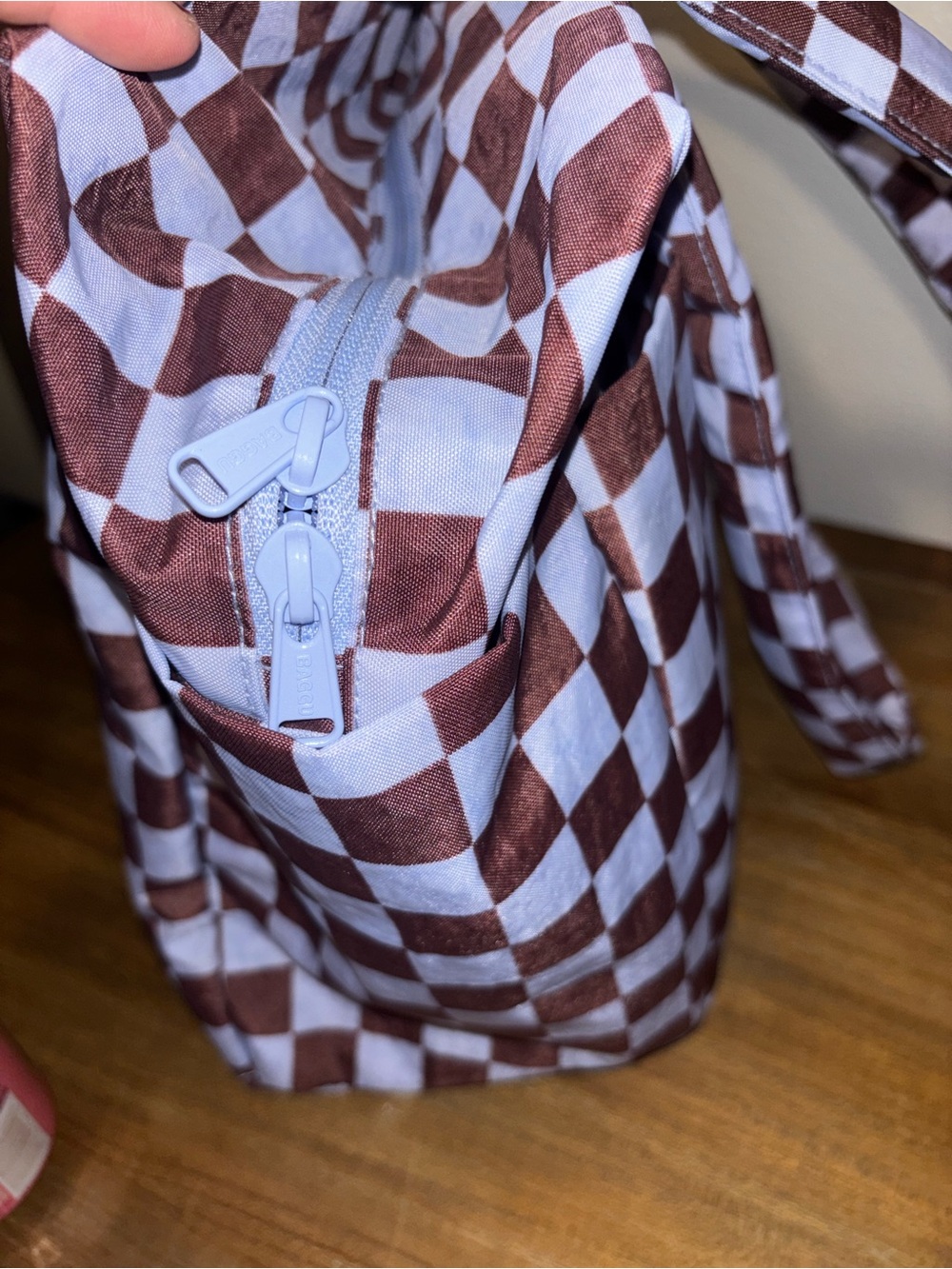 Baggu Small Cloud Carry-on Brown Blue Check - Picture 6 of 7
